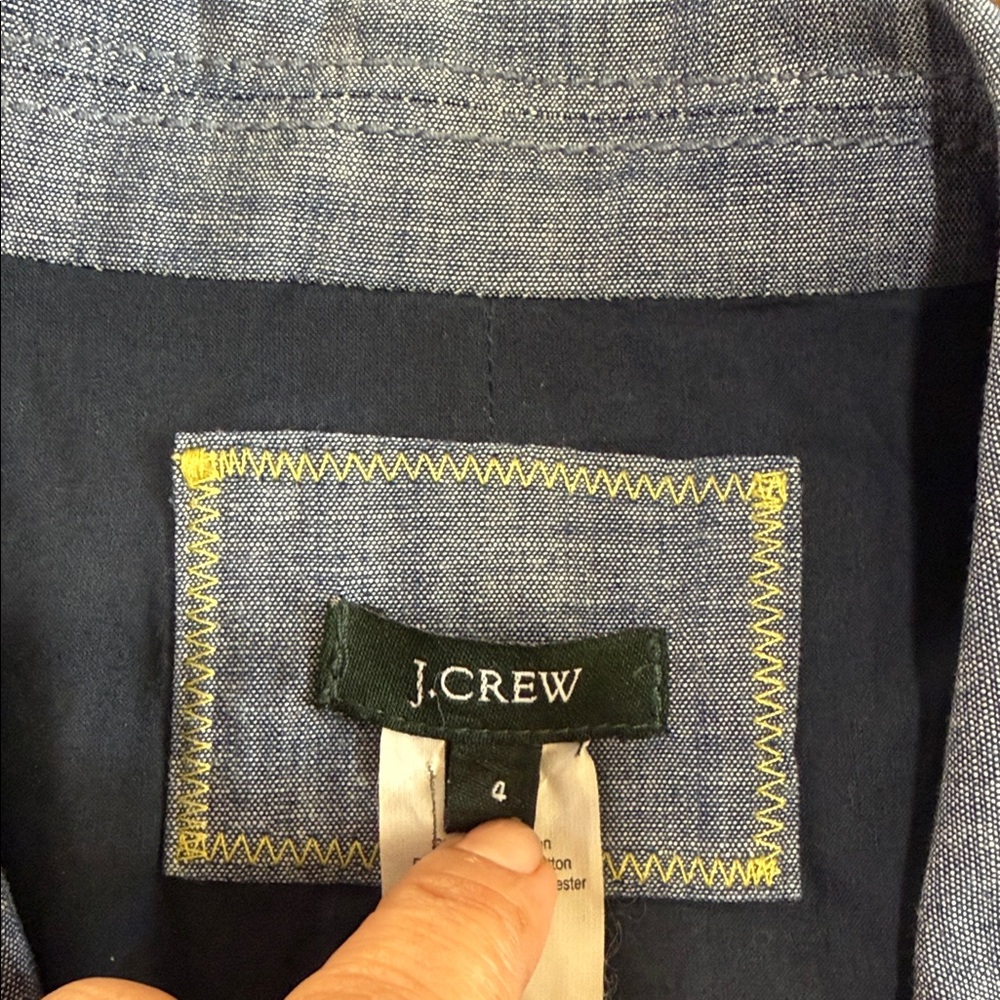 J. Crew Navy Jacket with Light Blue Chambray Trim